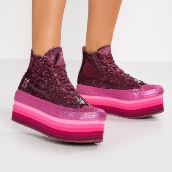 Converse Shoes - Converse& Miley Ctas Platform Velvet Dark Burgundy